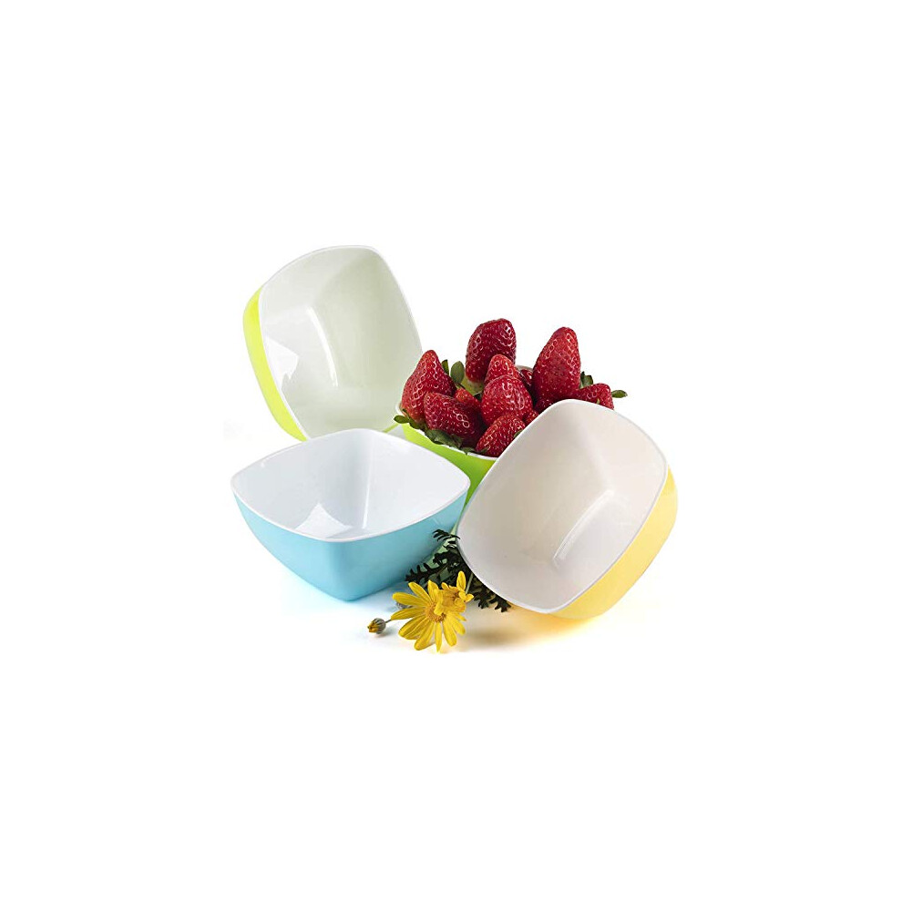 Maxi Nature Cereal Bowl Set of 4 - Microwave, Dishwasher & Freezer Safe - Unbreakable, Lightweight, Durable Plastic Bowls - Use for Salad, Soup,