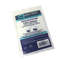 50 x QUALICARE RESUSCITATION FACE SHIELD MOUTH TO MOUTH POLYTHENE COVER FILTER PAD