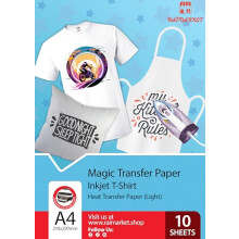 Premium Iron on Transfer Paper t-Shirt Printing for Light Fabrics, A4 10 Sheets, Printable Vinyl Iron on Transfers for Clothes, Best Heat Transfer