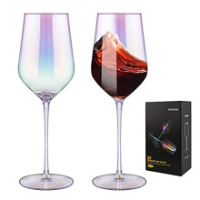 Wine Glasses Set of 2 Crystal Red Wine Glasses Iridescent White Wine Glasses Long Stem Large 17 Ounce Wine Glass Hand Blown for Wedding, Anniversary,