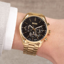 HUGO BOSS Champion 1513848 Gold Chronograph 44mm Men's Watch NEW