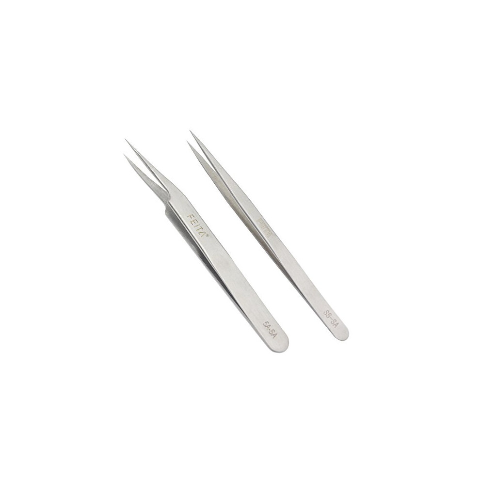 Precision Tweezers Stainless Steel Straight & Slanted Tip Best Tweezers Professional Set for Eyelash Extension, Craft, Jewelry, Eyebrow & Ingrown Hair