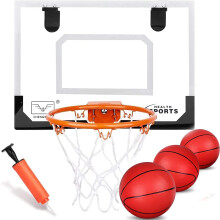 Mini Indoor Basketball Hoop For Kids Adults, Over Door Basketball Hoop Wall Mount 23Cm Large Dunk Rim Hanging Board With 4 Mini Basketballs Sports