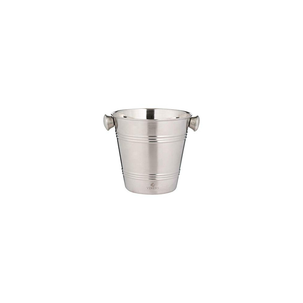 Viners Barware Stainless Steel Single Wall Ice Bucket, 1 Litre Silver