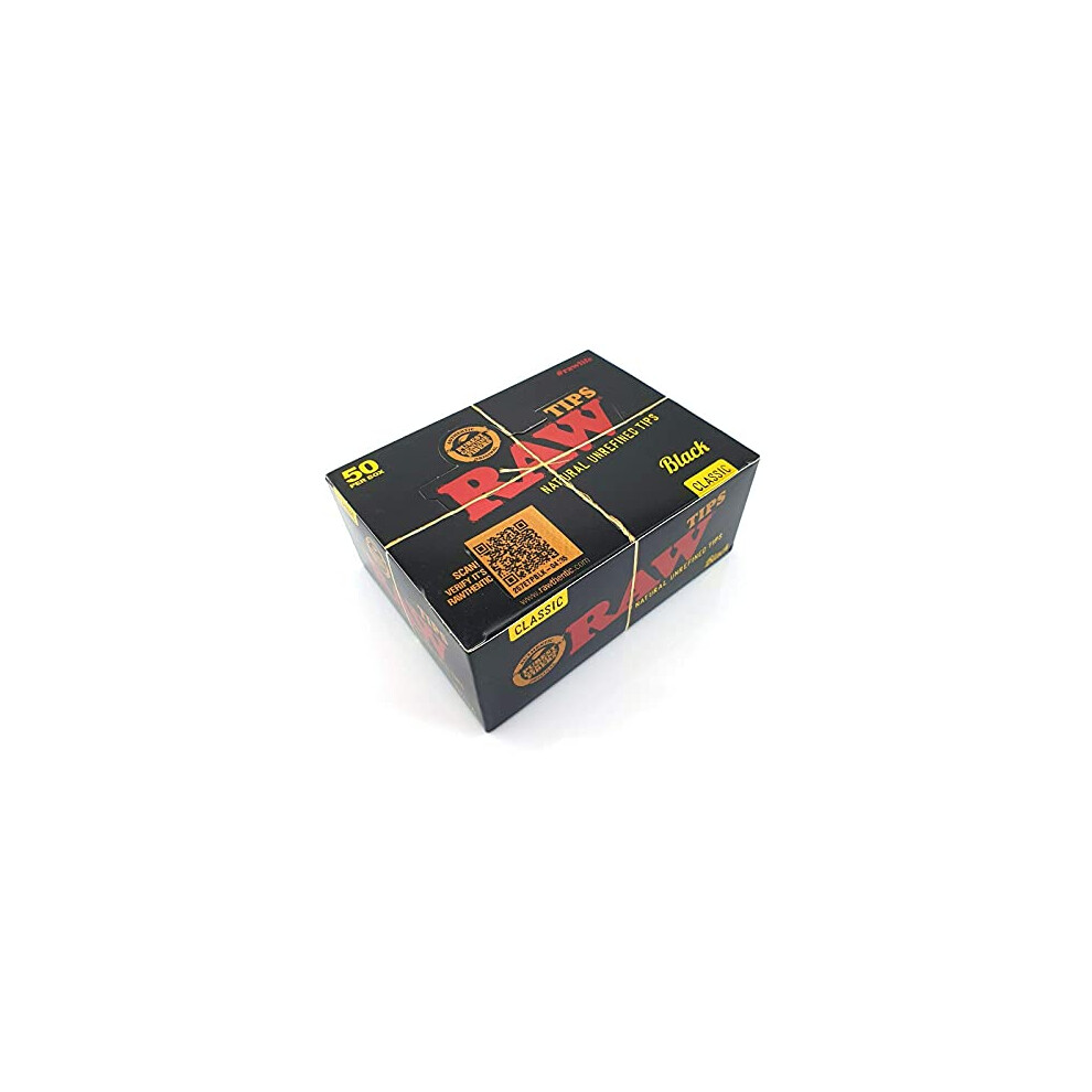 Raw Black Rolling Paper Roach Filter Tips - 50