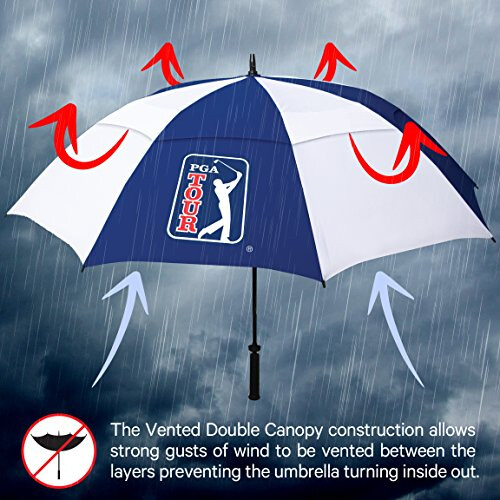 Windproof Golf Umbrella, Blue,White, 62-Inch 2