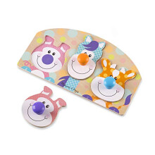 First Play Wooden Jumbo Knob Farm Animal Puzzle (3 pcs)
