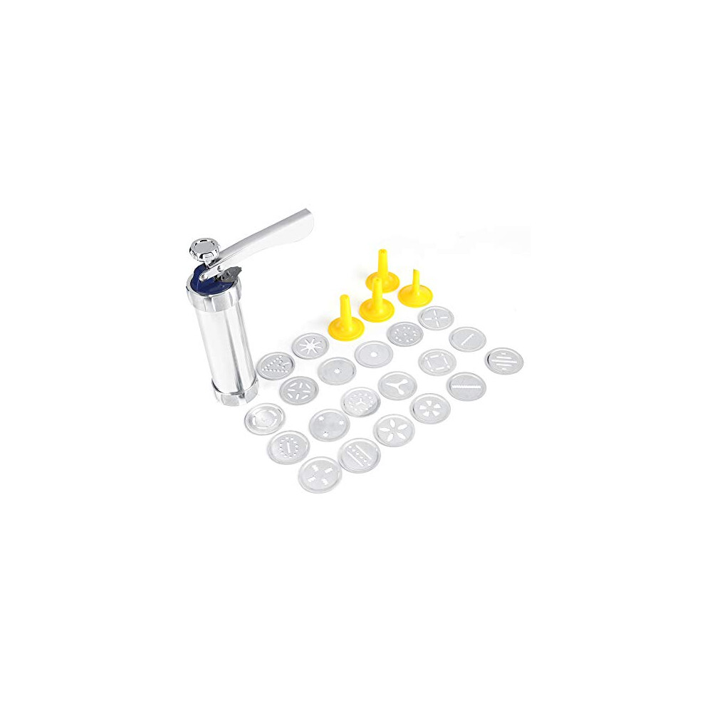 Cookie Press Featuring Kit,Stainless Steel Decorative Dough Churro Biscuit Maker,Durable & Easy to Use for Cookies and Biscuits (20 Molds)