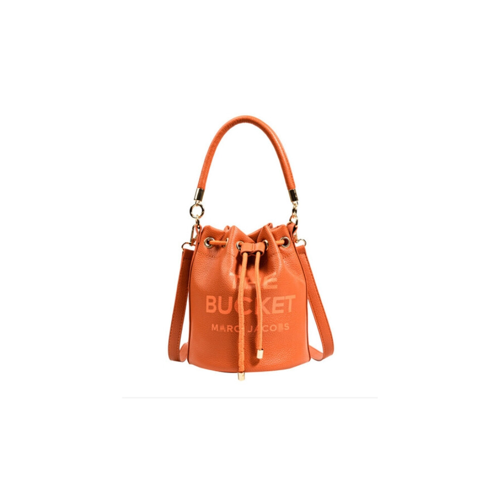 (Orange) Women Handbags PU Leather Drawstring Bucket Bag Purse Shoulder Tote Bags