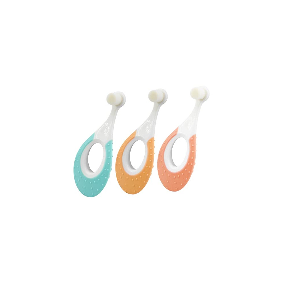 Roellgs3-Pack 0-3 Years Baby 10,000-Bristle Toothbrush, The Original Toddler Toothbrush With Super Soft Bristles And Teething Rings For Baby Teeth And Roellgs