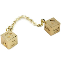 costumebase Han Solo Gold Sabacc Dice Charm - Millennium Falcon Lucky Charm with Two Gold Dice on 12cm Chain