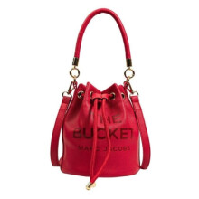 (Red) Women Handbags PU Leather Drawstring Bucket Bag Purse Shoulder Tote Bags