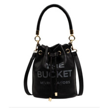 (Black) Women Handbags PU Leather Drawstring Bucket Bag Purse Shoulder Tote Bags
