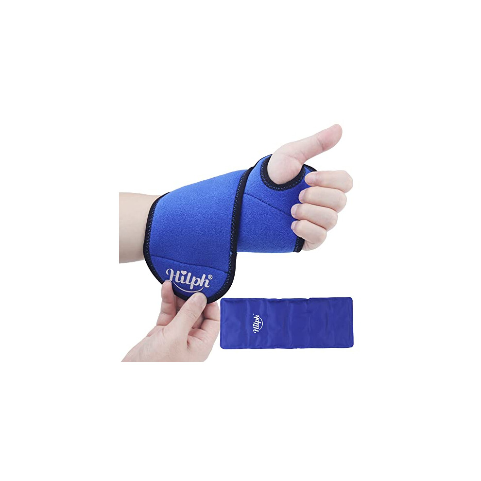 Hilph Wrist Ice Pack Wrap For Pain Relief, Reusable Wrist Brace With Gel Cold Pack For Injuries, Hot & Cold Compress Hand Ice Pack For Carpal Tunnel,