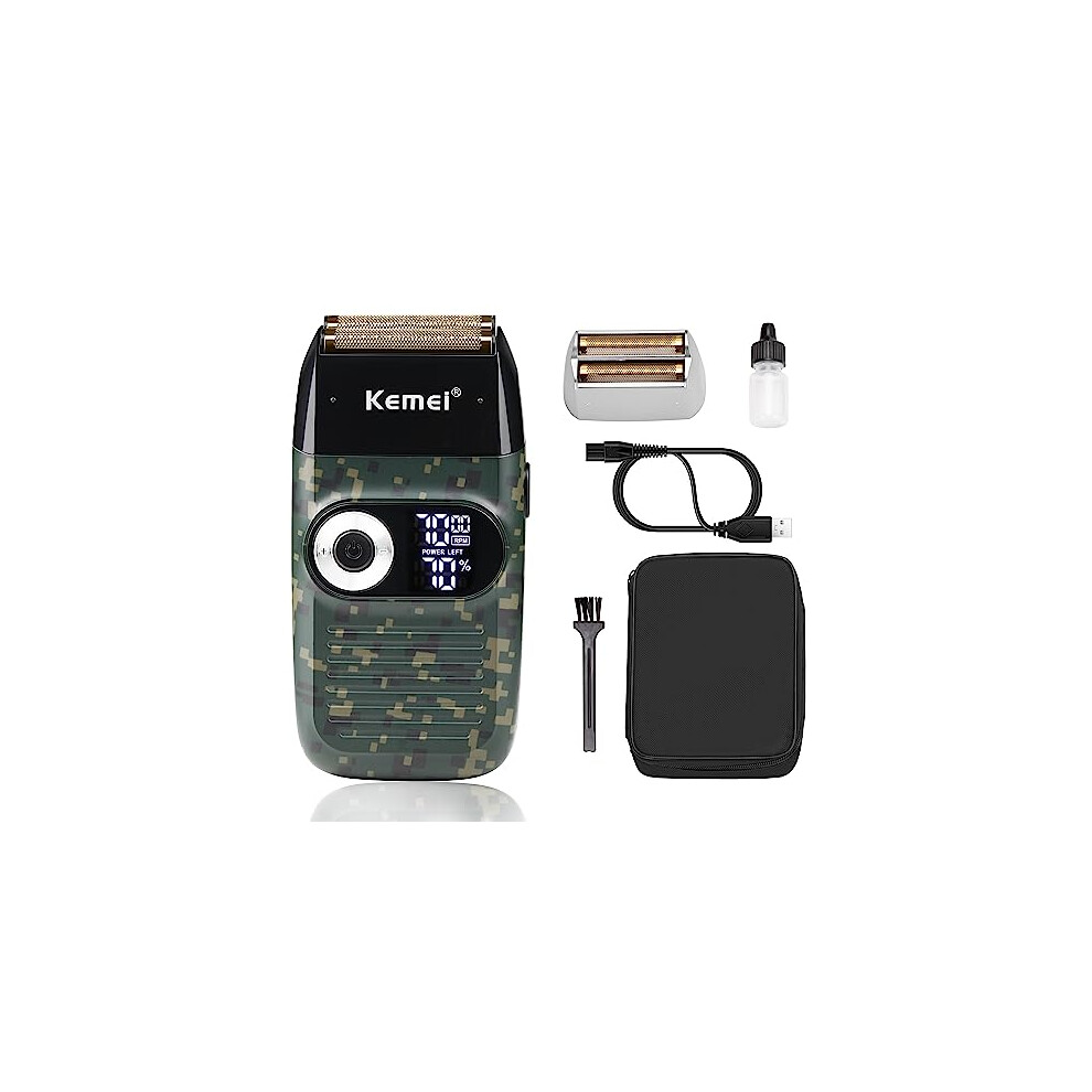 Kemei Foil Shaver For Men Electric Razor With Bald Trimming Cordless Electric Shavers With Led Display,Camouflage Color