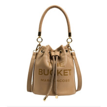 (Khaki) Women Handbags PU Leather Drawstring Bucket Bag Purse Shoulder Tote Bags