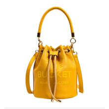 (Yellow) Women Handbags PU Leather Drawstring Bucket Bag Purse Shoulder Tote Bags