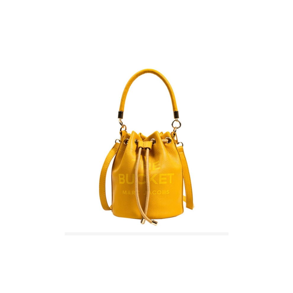 (Yellow) Women Handbags PU Leather Drawstring Bucket Bag Purse Shoulder Tote Bags