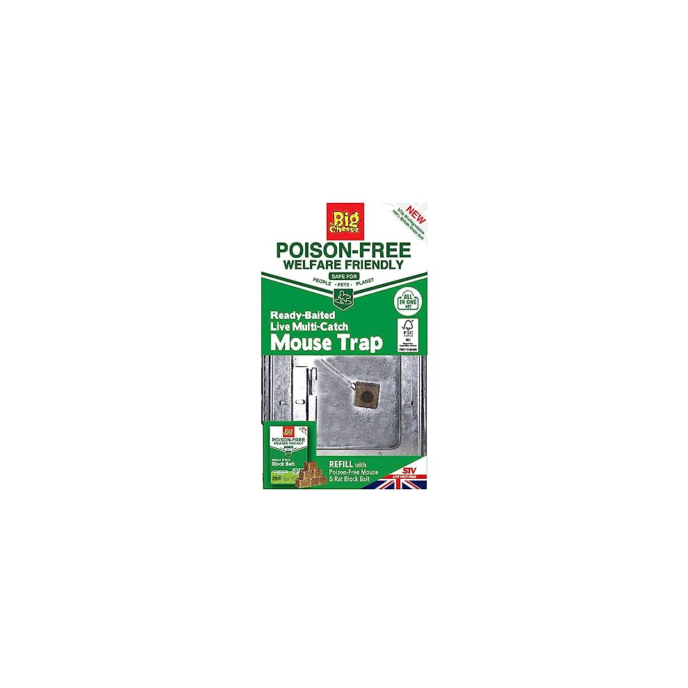 Ready-Baited Live Multi-Catch Mouse Trap Poison-Free Welfare Friendly British Grain Safe Around Children and Pets Monitor Infestations Self-Setting