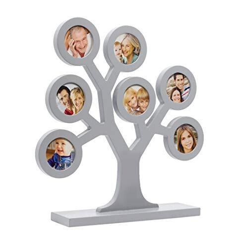 Family Tree Keepsake Photo Frame, Grey, Silver 1
