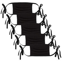 Oscar Apparels Reusable Adjustable Face Mask, 100% BCI Cotton, Black, Adult (5 Pack)