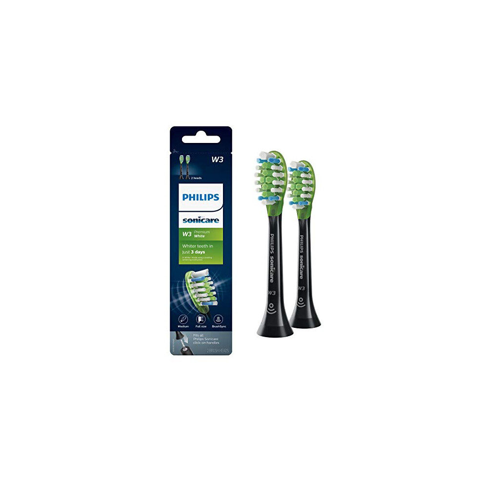 Genuine Philips Sonicare W3 Premium White Toothbrush Head, HX9062/95, 2-pk, Black