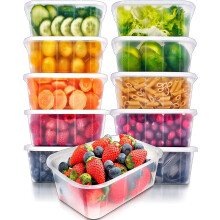 25Pcs Food Storage Containers, 1000ml Reusable Plastic Meal Prep Boxes BPA Free Leakproof Takeaway Deli Containers with Airtight lids - Freezer and