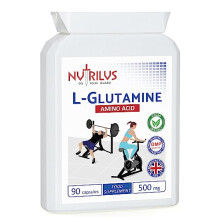 L-Glutamine Capsules 90 x 500mg - Pure Amino Acid - no Fillers - Vegan Capsules - not Tablets - Sport, Muscle Recovery