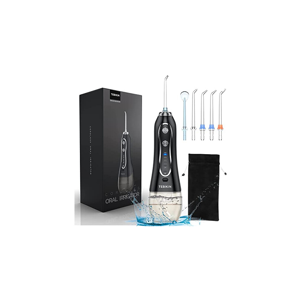 Cordless Water Flosser, Portable Dental Professional Oral Irrigator with Gravity Ball, Powerful Travel Water Teeth Cleaner with 5 Levels 5 Tips IPX7