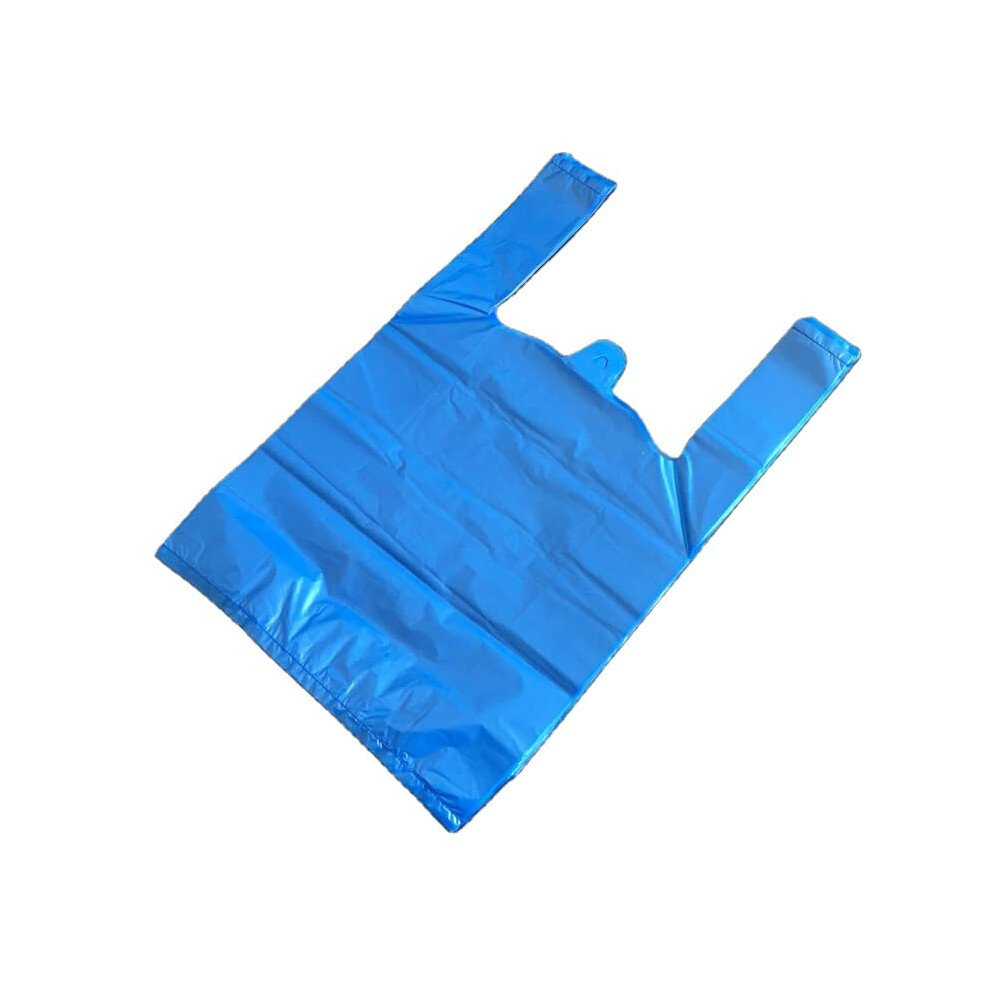 Sabco - Blue 100Pcs 11 X 17 X 21" Plastic Vest Carrier Bags - Blue Vest Style Carrier Bags - Plastic Carriers With Handles - Heavy Duty Ideal For Grocery