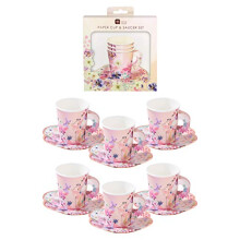 TalkingTablesBlossomTea Party Paper Cups and SaucersPack of 12Mixed Colours