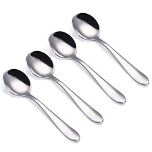 4-Piece Children Spoons Round Stainless Steel Kids Dinner Spoons Child Silver Cutlery Set 5.8-inch (4 Round Spoons)