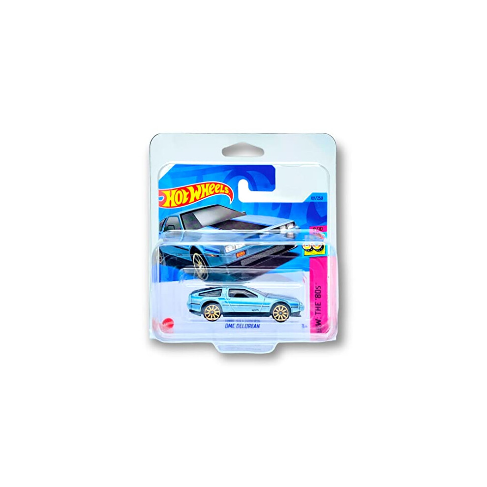 DMC Delorean (Blue) 8/10 HW: The 80's 2023-101/250 (Short Card) - COMES IN A KLAS CAR KEEPER PROTECTIVE COLLECTORS CASE - HKG84