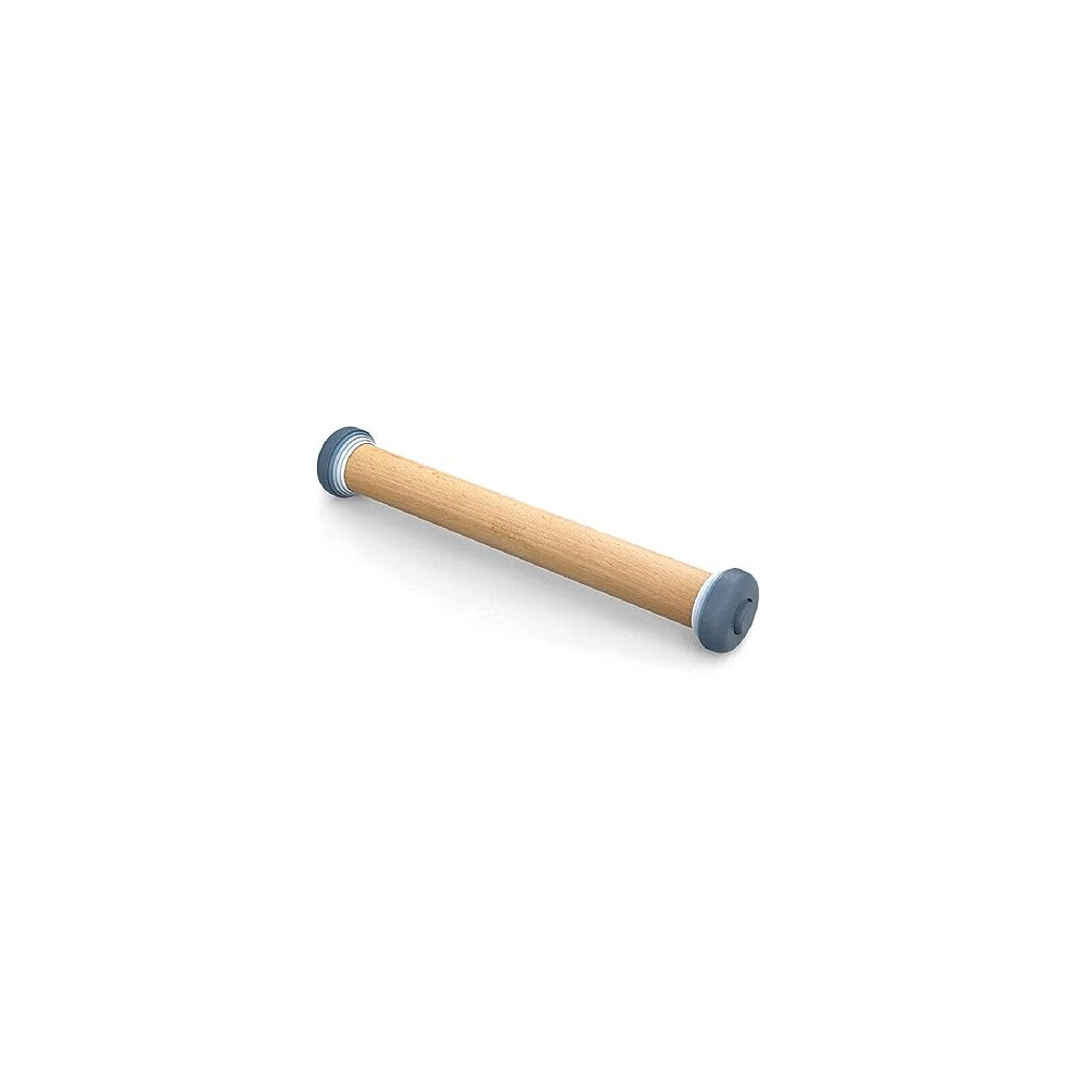 PrecisionPin - Rolling Pin with adjustable pastry thickness, Baking and dough rollers, Beech Wood, Pastel Blue