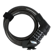 85873 Cable Lock with Number Roller, Length: 60 cm, Black