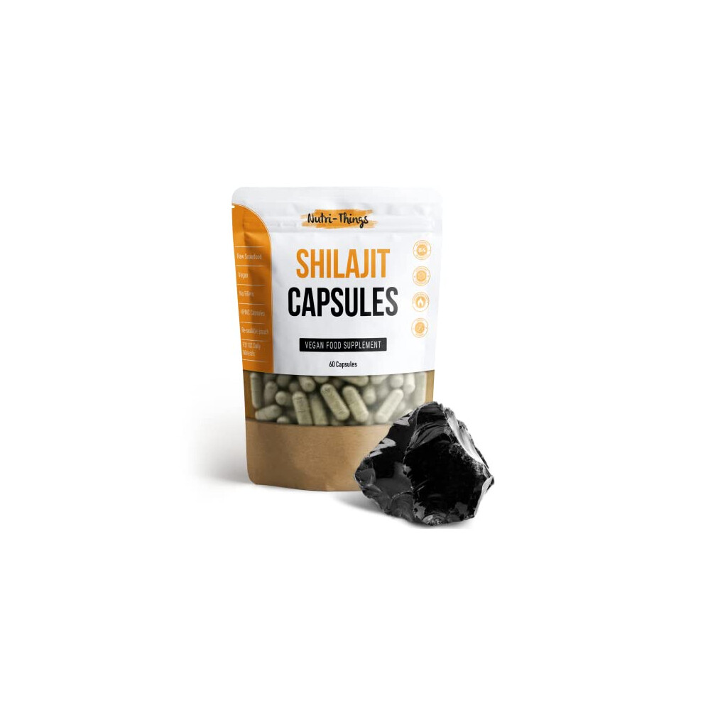 Nutri-Things Shilajit Capsules | 60 Capsules | 1000Mg Per Serving | Contains Fulvic Acid | 100% Pure Extract From Shilajit Resin