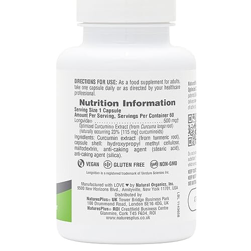NaturesPlus, Pro Longvida, Curcumin, 500 mg, 60 Kapseln 1