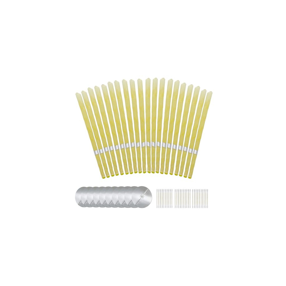 20 PCS Ear Candles Wax Removal, Beeswax Ear Wax Remover Candle Kit with Natural Organic Beeswax for Blocked Ears Drip Protectors Disks and Cotton Swab