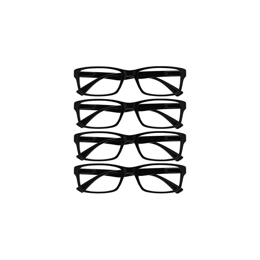Opulize Black The Reading Glasses Company Readers Value 4 Pack Designer Style Mens Womens Rrrr92-1 +2.50