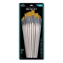 Royal and Langnickel Long Handle Flat Taklon Variety Brush Set - Gold (Pack of 12)