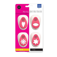 Craft Paper Punch Set, Heart, Eye and Flowers, 4 Punches, 0,9 Inch, For DIY Projects, Scrapbooking, Card Making and More
