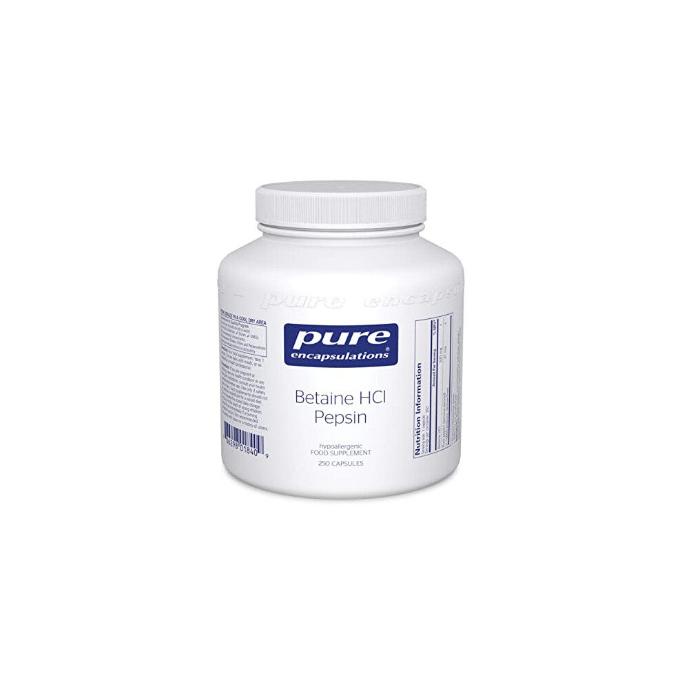 Pure Encapsulations - Betaine Hcl Pepsin - Acidic Betaine With Protein-Digesting Enzyme - 250 Capsules