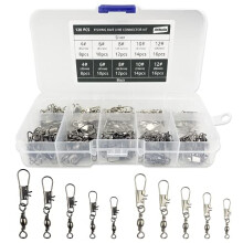 120Pcs Fast Spin Fishing Bait Line Connector with Interlocking Snap Buckle Solid Rings Fishing Line to Hook Clips Connectors, Fishing line with solid