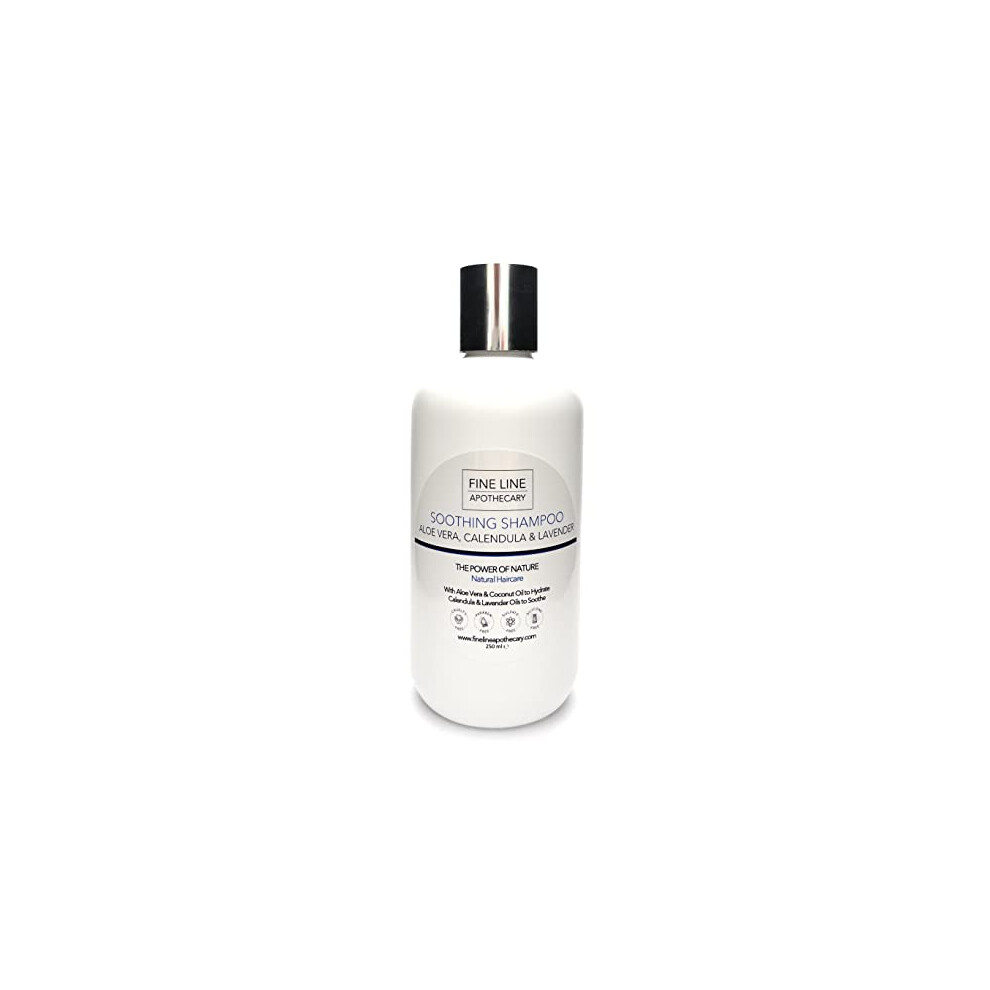 Fine Line Apothecary Lavender - Soothing Shampoo - 99% Natural - Aloe Vera, Calendula, Sulfate/Parabens Free. Gentle, Concentrated. Ph 5.5 For Sensitive Skin. 250Ml