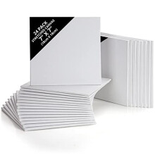 24 Pack Blank Canvas - 18 x 18cm (7 x 7 inches) - Pre Stretched Canvas Panel Boards - Suitable for Acrylic and Oil Painting Also for Sketching and