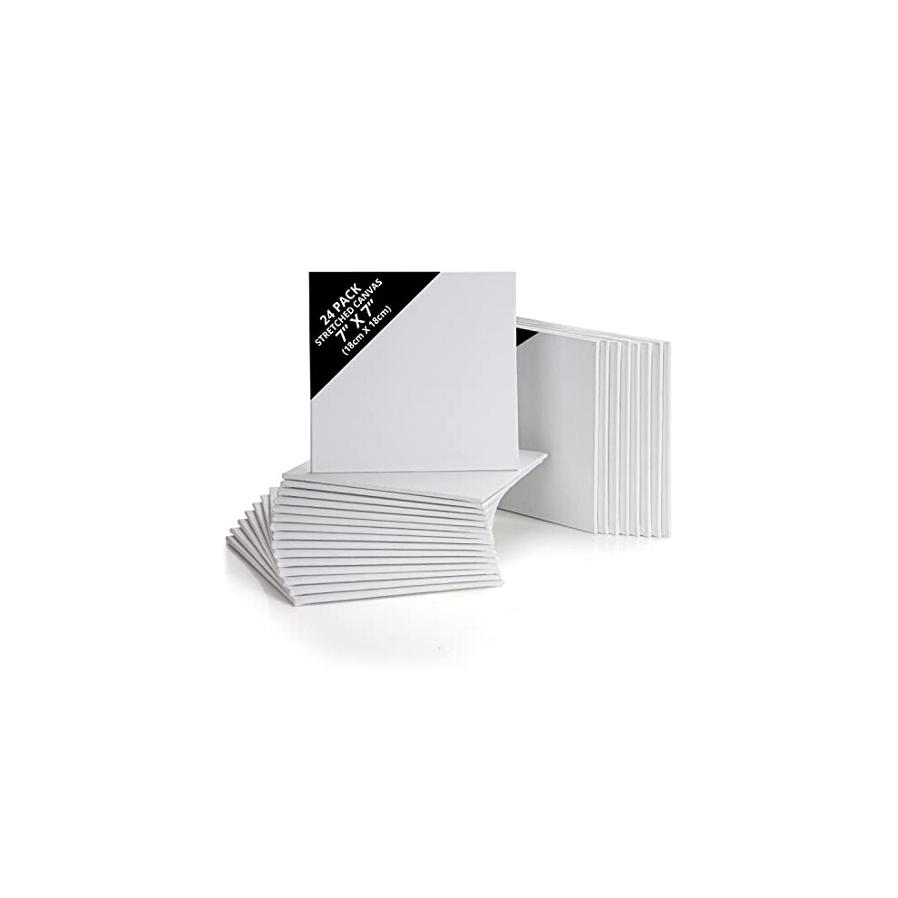 Belle Vous 24 Pack Blank Canvas - 18 X 18Cm (7 X 7 Inches) - Pre Stretched Canvas Panel Boards - Suitable For Acrylic And Oil Painting Also For Sketching And