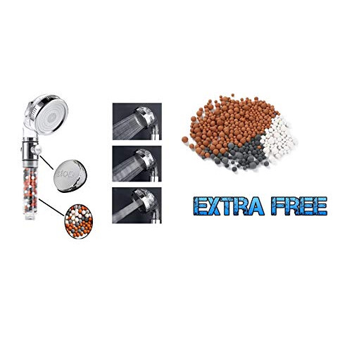 Shower Head Ionic with Button on Off 3 Function Filter Powerful Remove Chlorine Softens Hard Water with Extra Stones 1