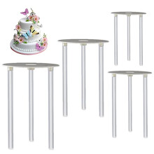 Cake Tier Supports,4 Pcs Reusable 9/12/16/20cm Cake Boards and 12 Pcs Cake Dowels for Tiered Cakes Construction and Stacking