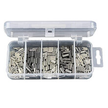 500pcs Single and Double Barrel Crimp Sleeves Kit, Copper Barrel Crimp Sleeves Copper Tube, Fishing Line Leader Rigging Tackle, Wire Rope Tube