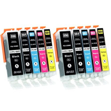 10 Ink Cartridges compatible with Canon PGI-550 XL/CLI-551 XL with Chip and Level Indicator for Canon Pixma IP7250 IX6850 MG5450 MG5550 MG5650 MG5655